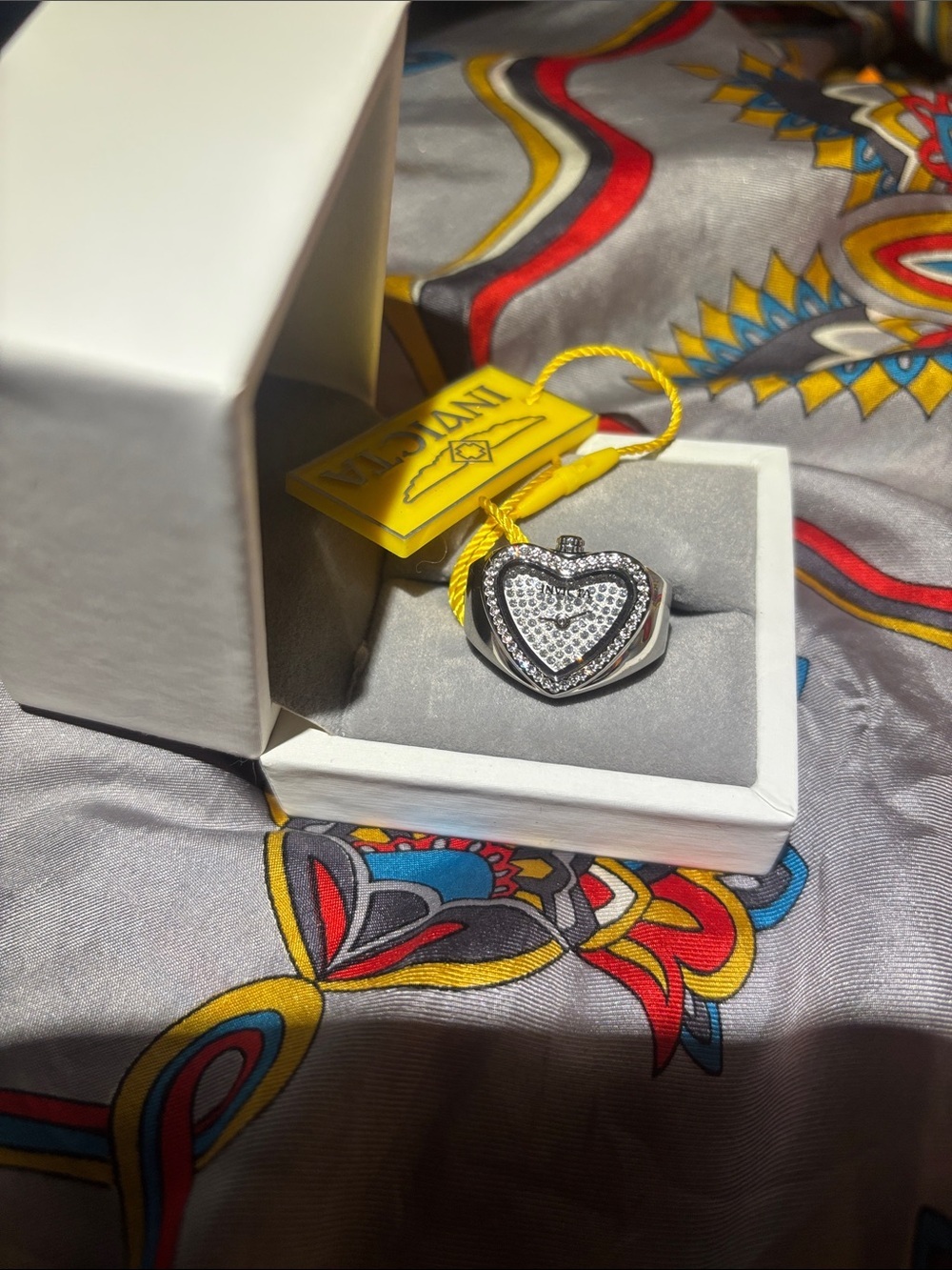 Invicta Silver Heart ring watch with Crystal-Accent Dial